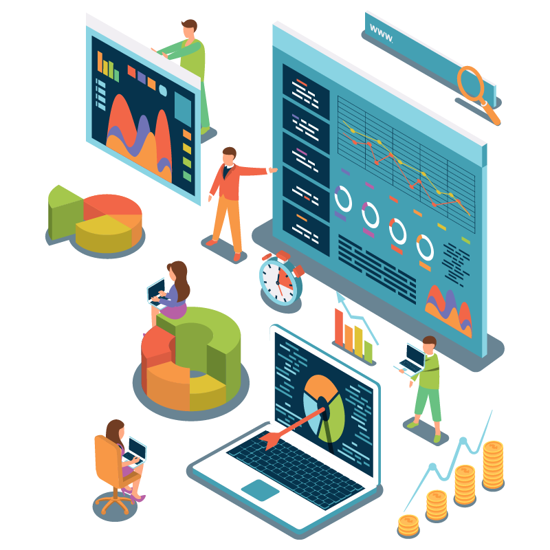 Vector illustration of Reporting and Analytics