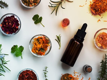Herbs and natural medicine top view