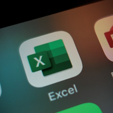 Macro image of the Excel app on an iOS screen.