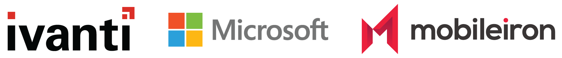Ivanti, Microsoft and Mobileiron logos