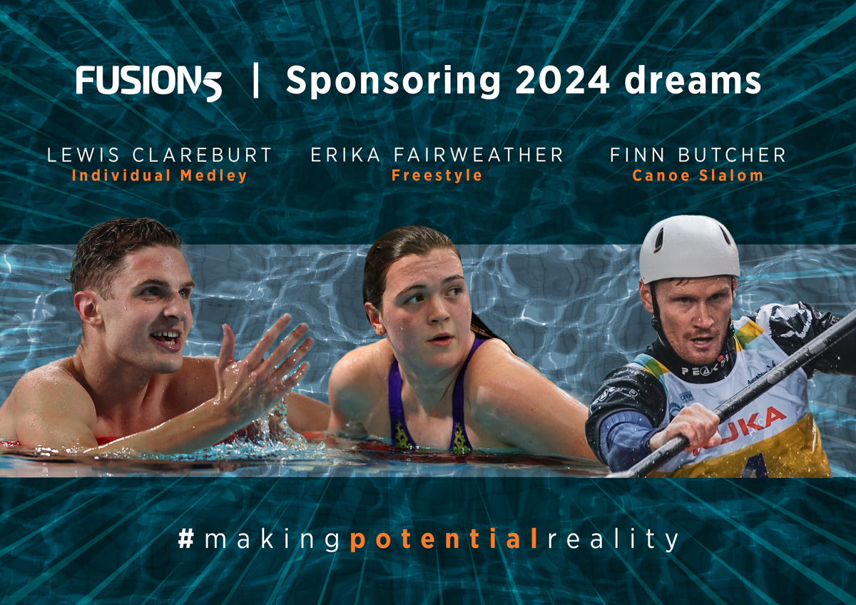 Fusion5 Sponsoring 2024 dreams. Lewis Clareburt, Erika Fairweather and Finn Butcher