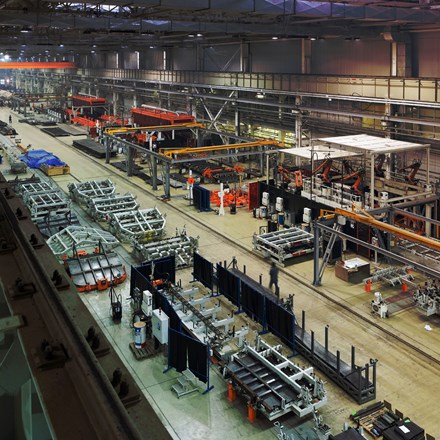 Top view of a manufacturing plant.