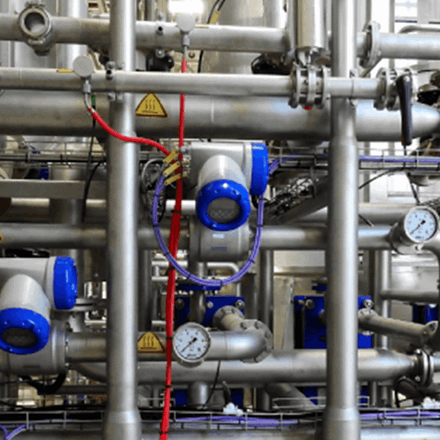 Image of pipes and gauges. A manufacturing plant using a specialised manufacturing ERP system.